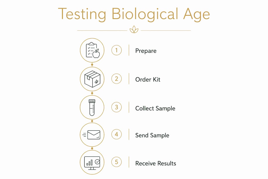 Infographic showing steps to test biological age after protocol