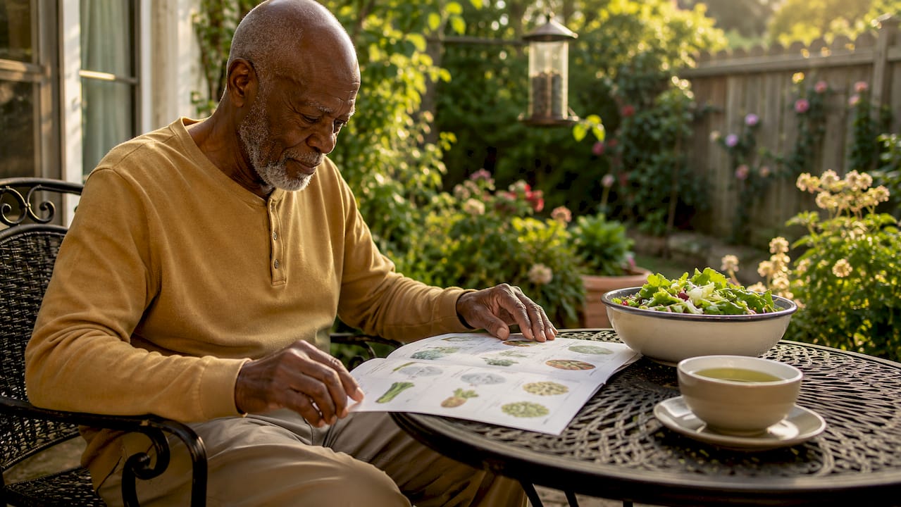Elderly man engaging with age reversal plan