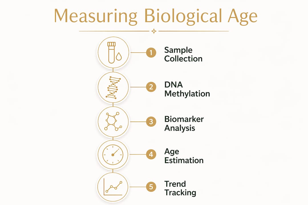 Infographic illustrating biological age measurement process