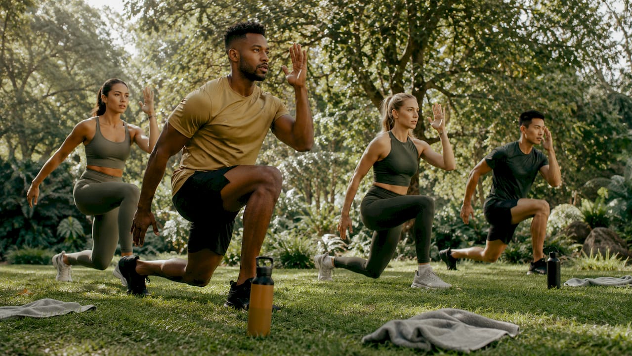 Group exercising with high-intensity interval training indoors