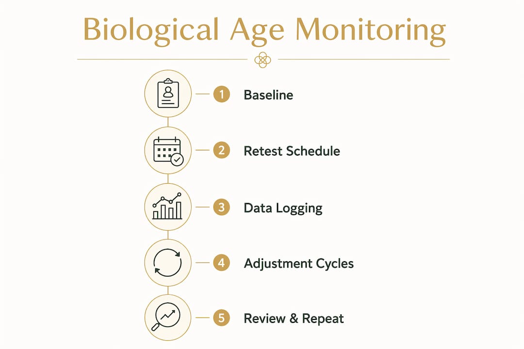 Infographic showing steps to monitor biological age