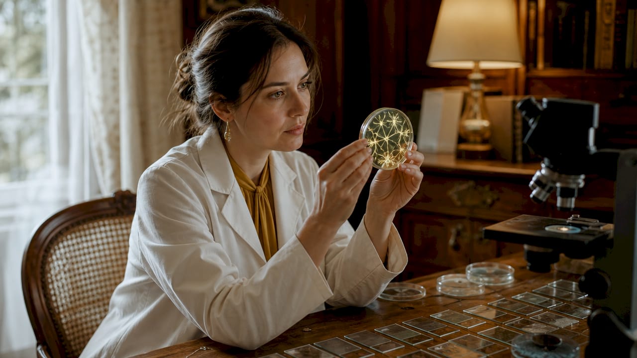 Hands holding petri dish with neural cells
