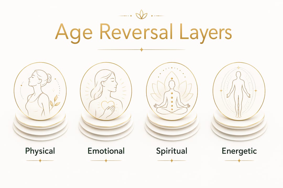 Infographic showing key layers of holistic age reversal