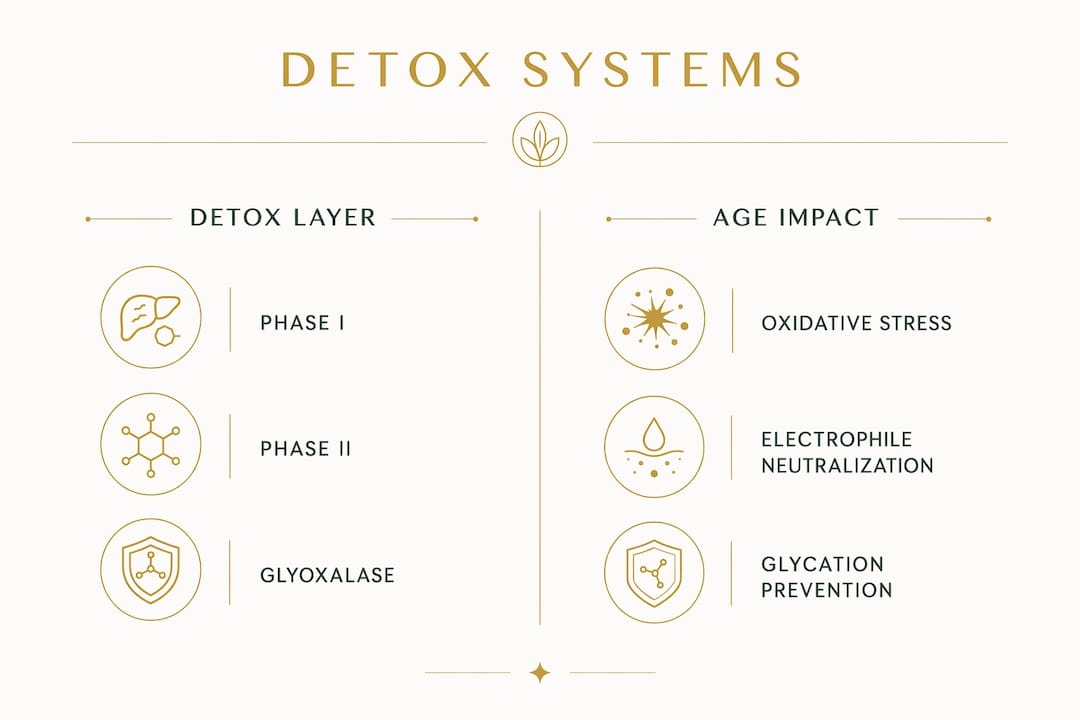 Infographic showing detox layers and aging impact