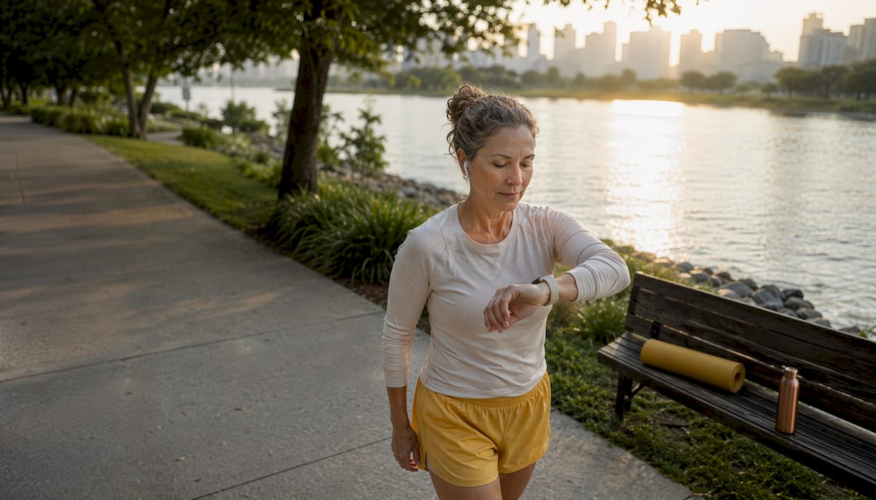 Woman jogging in park performing Zone 2 exercise