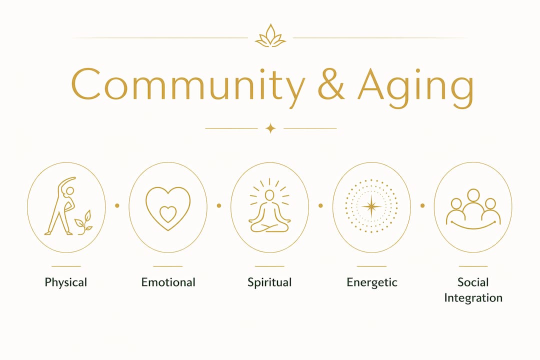 Hierarchical infographic illustrating community's effect on aging layers