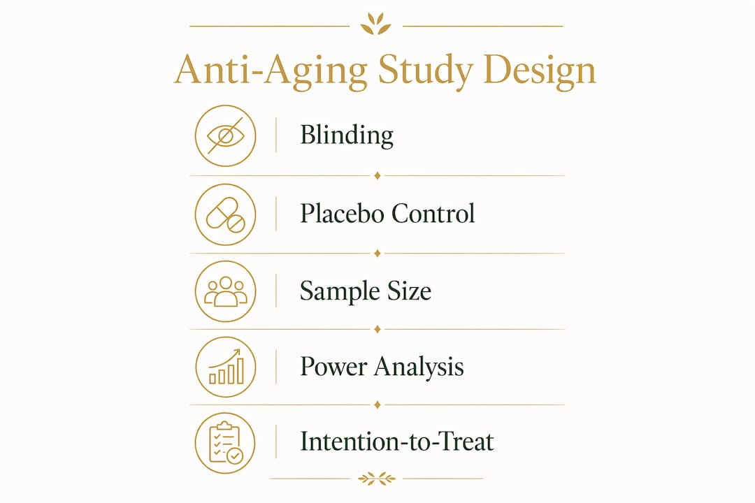 Infographic showing anti-aging study design steps