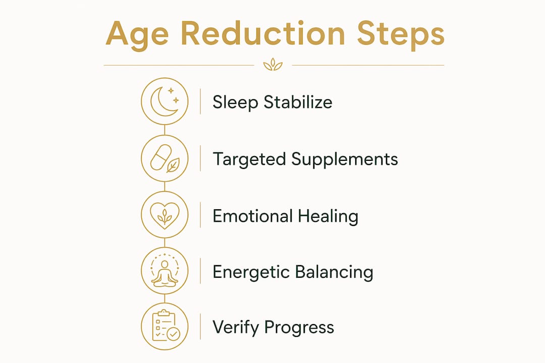 Infographic summarizing biological age reduction steps