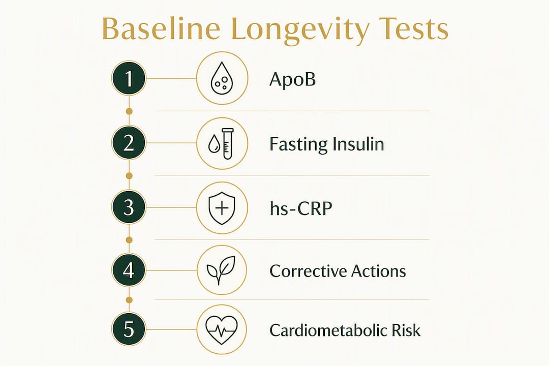 Infographic outlining key baseline longevity tests