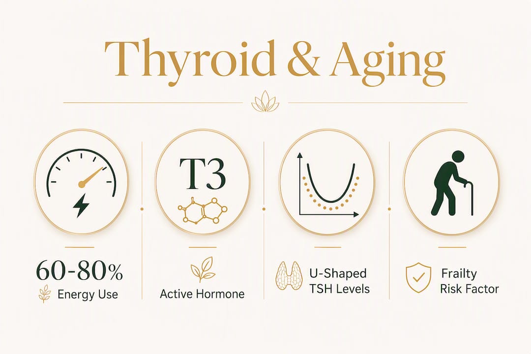 Infographic showing thyroid function statistics in aging