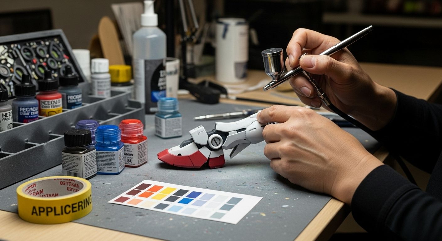 modellbyggare airbrush applicering