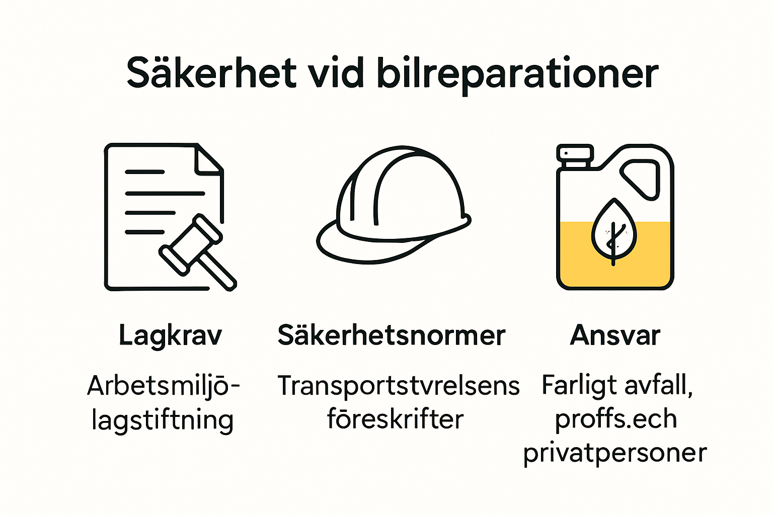 Infographic of Swedish car repair safety laws and recommendations