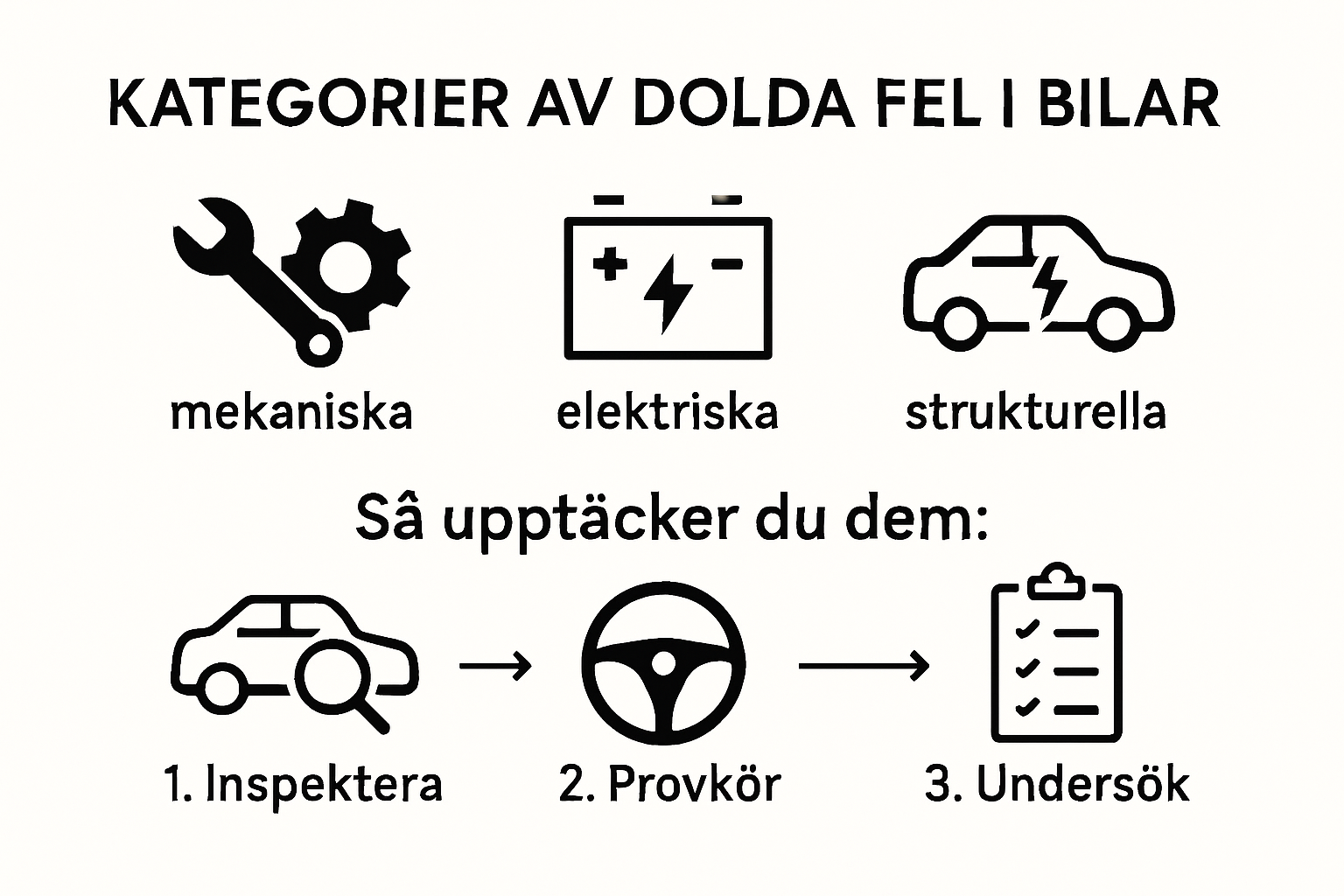 Infographic overview of hidden faults in cars and detection methods