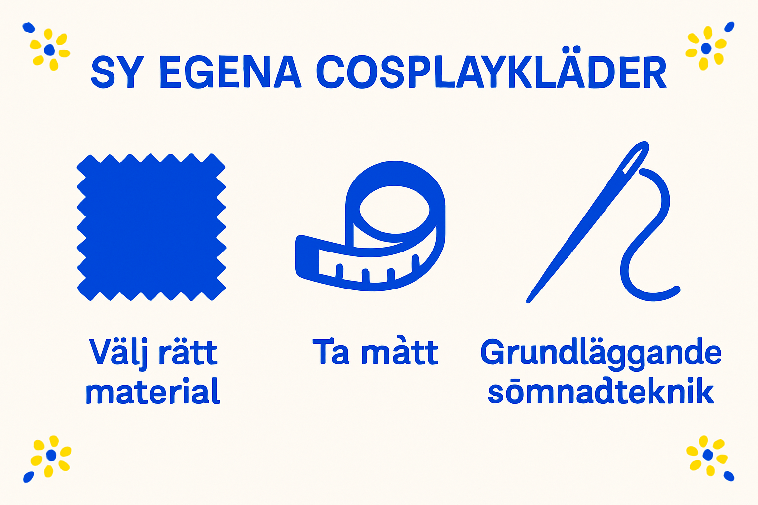 Infographic about key steps for sewing cosplay clothes