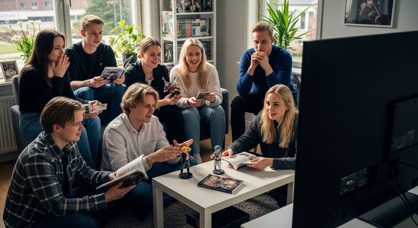 populära animeserier 2025, anime fans, svensk vardagsrum