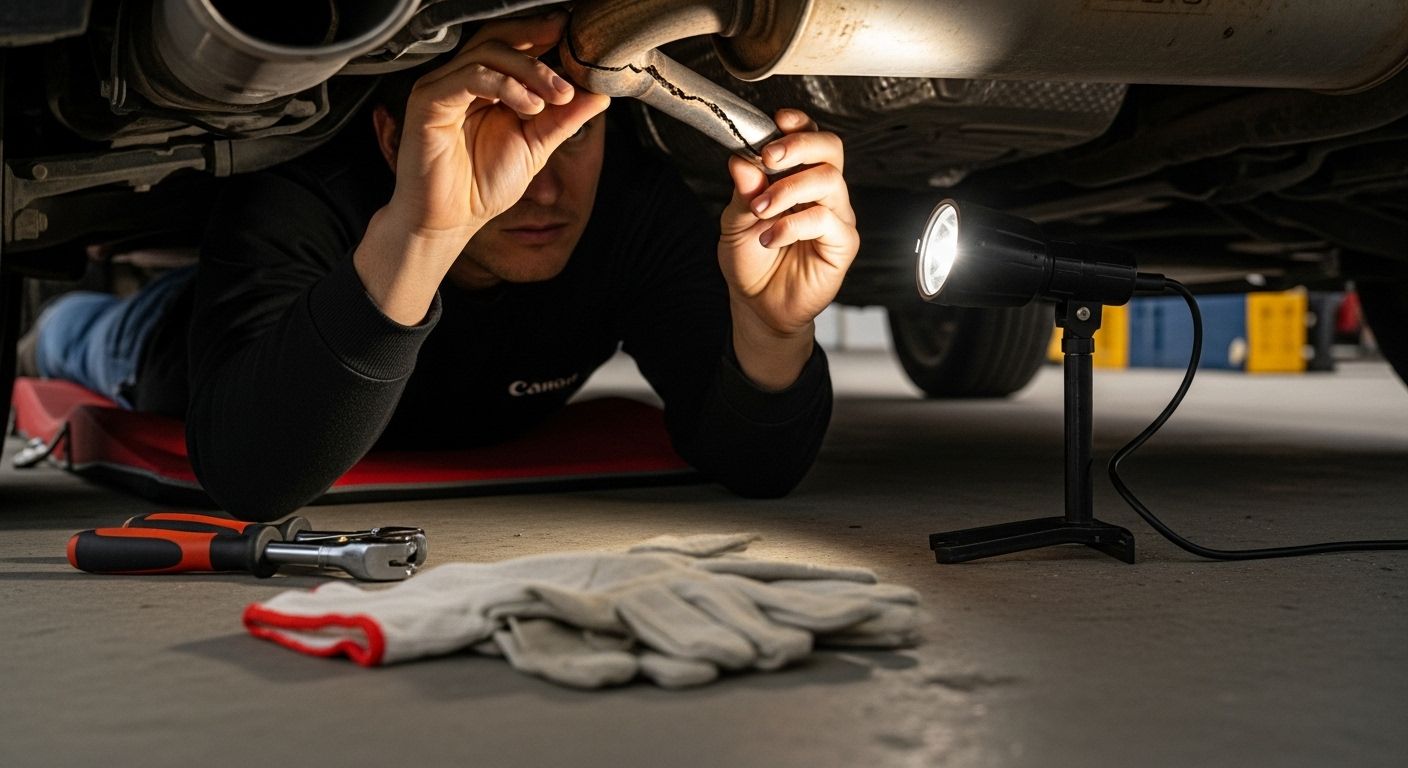 inspektera avgassystem bil