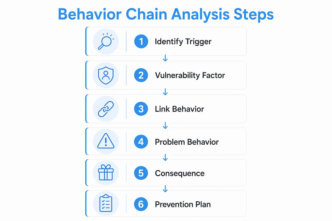Infographic showing behavior chain analysis steps