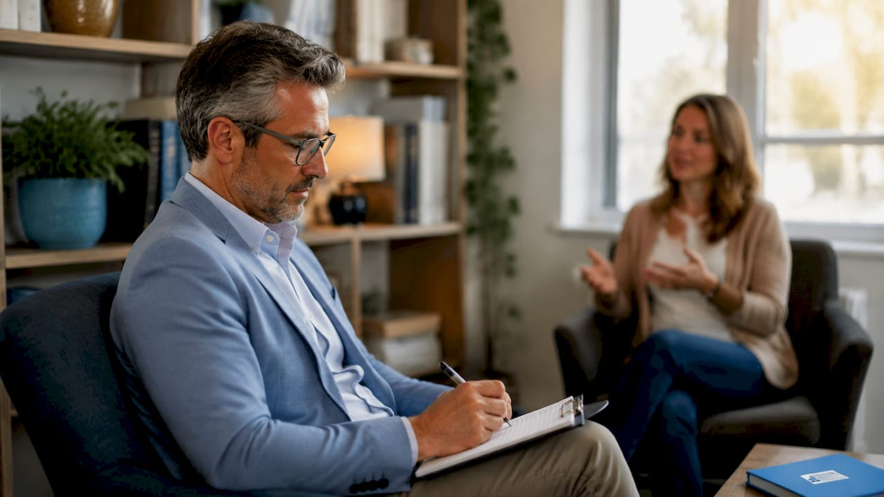 Psychologist during clinical patient assessment