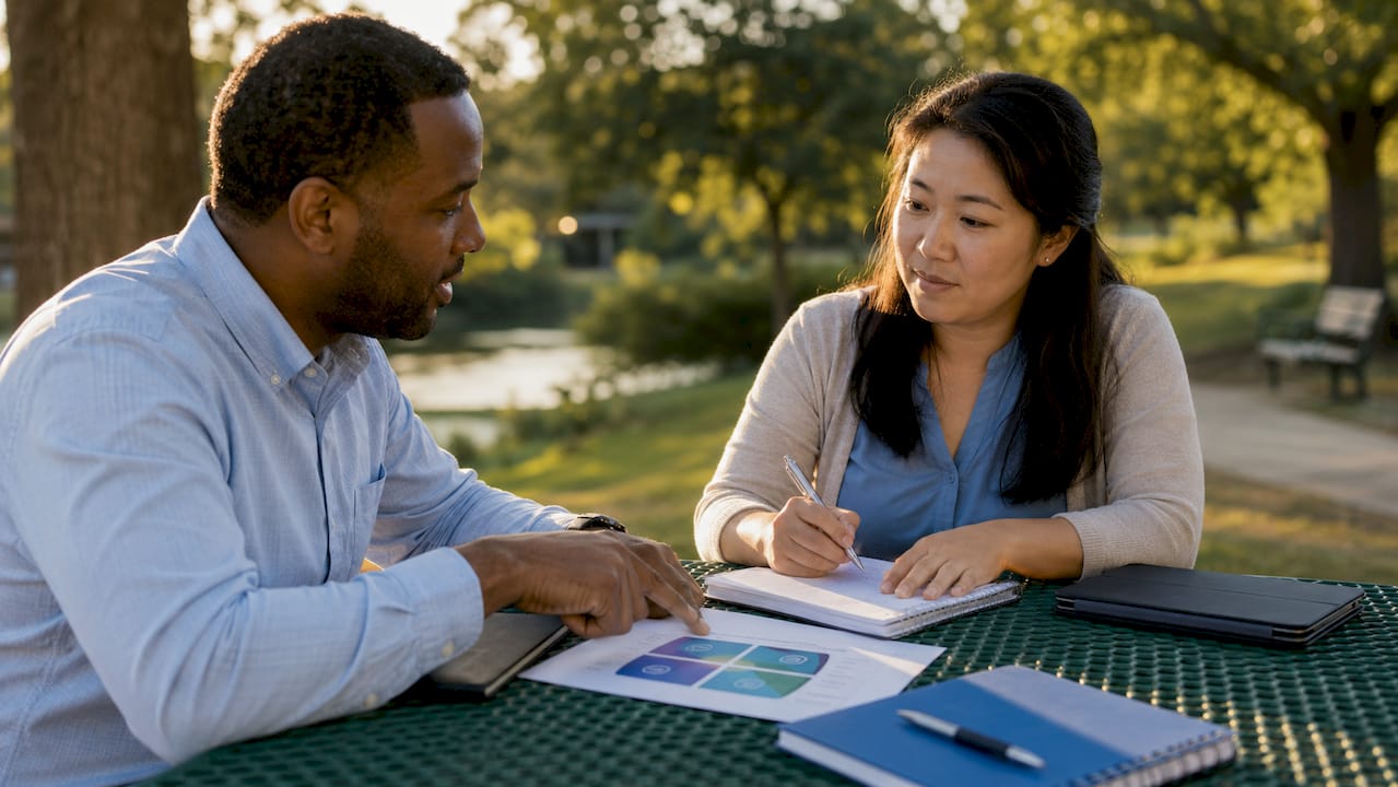 Two behavior analysts discussing ethics principles