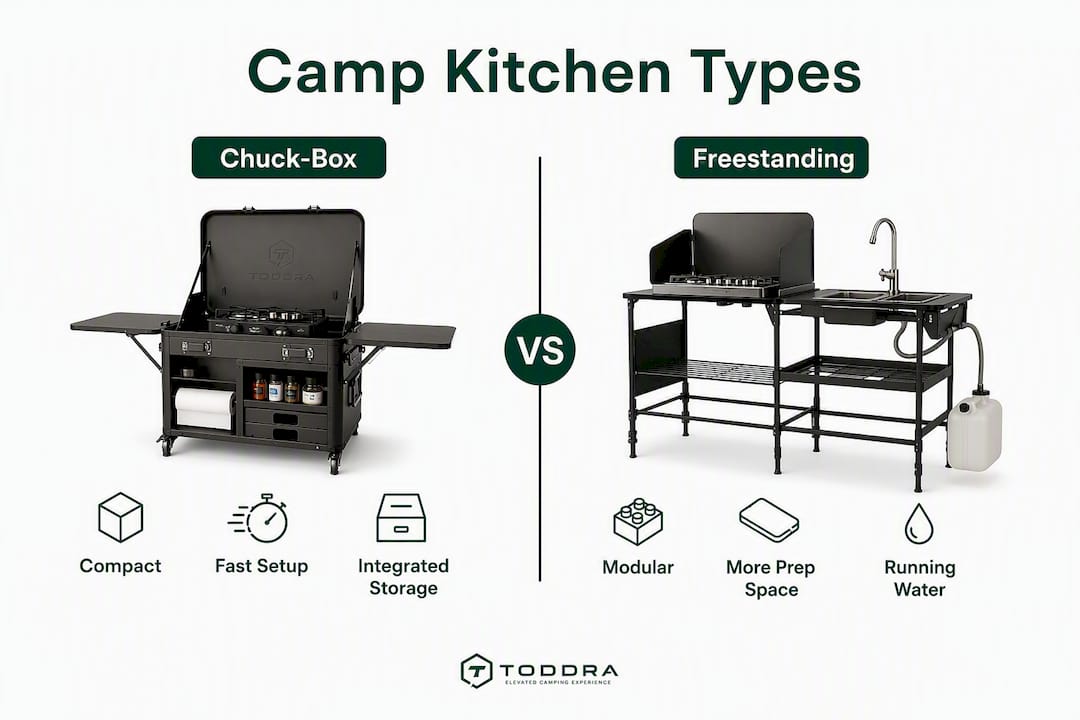 Infographic comparing portable camp kitchen types