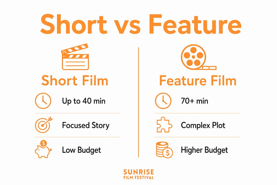 Infographic comparing short and feature films