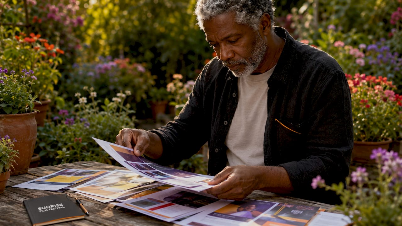 Archivist reviewing film festival category guides