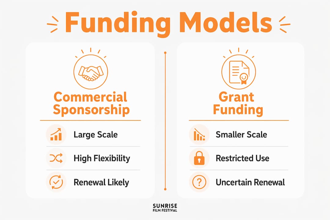 Infographic comparing film festival funding models