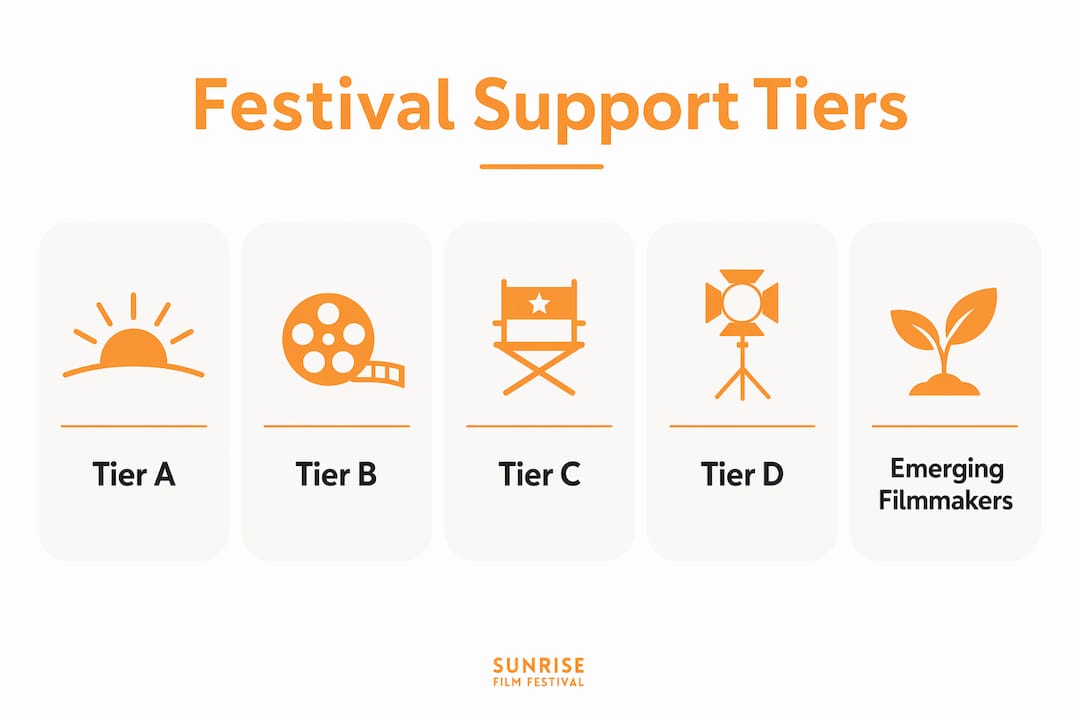 Infographic showing hierarchy of film festival support tiers