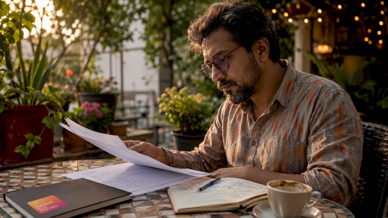 Filmmaker reviewing film festival submission guidelines