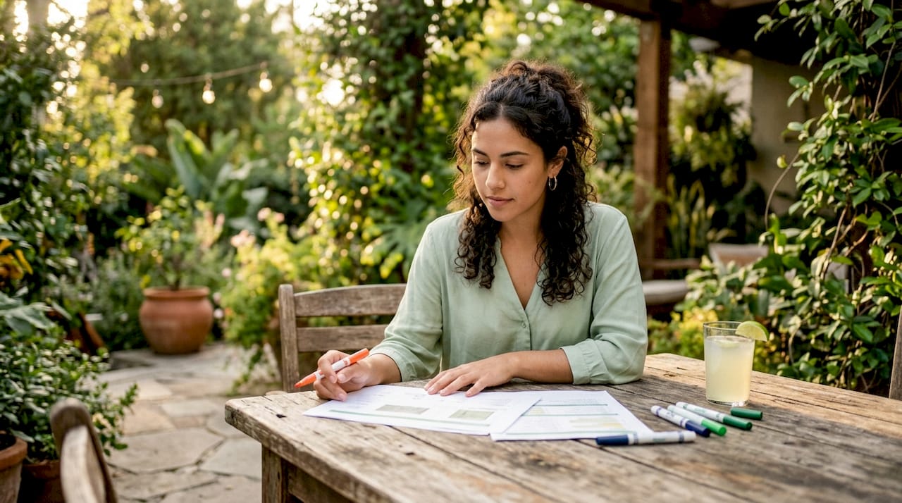 Woman reviewing project tasks in home office