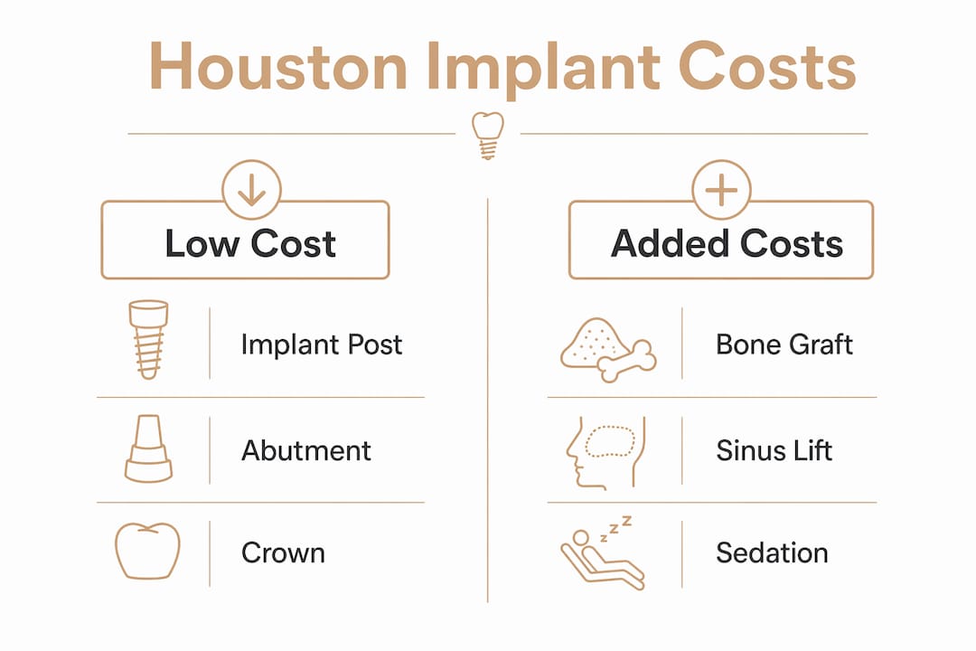 Infographic comparing dental implant cost components