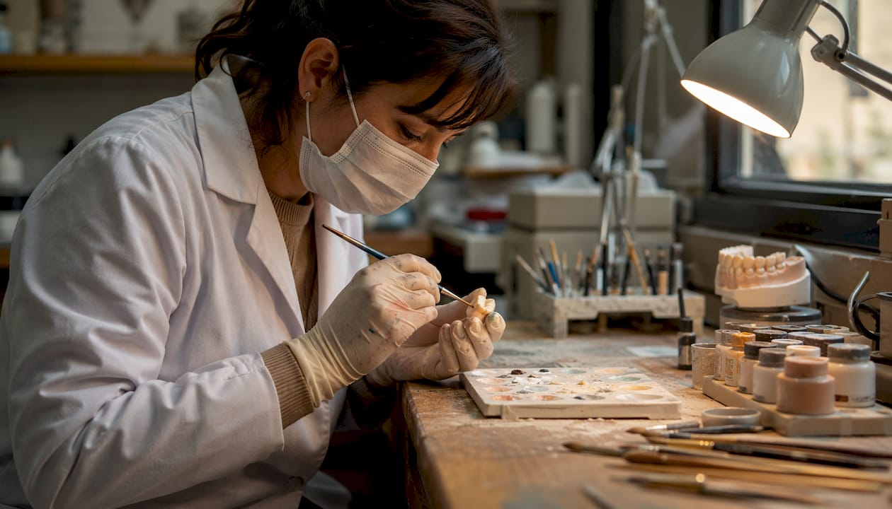 Technician shading lab-made dental crown