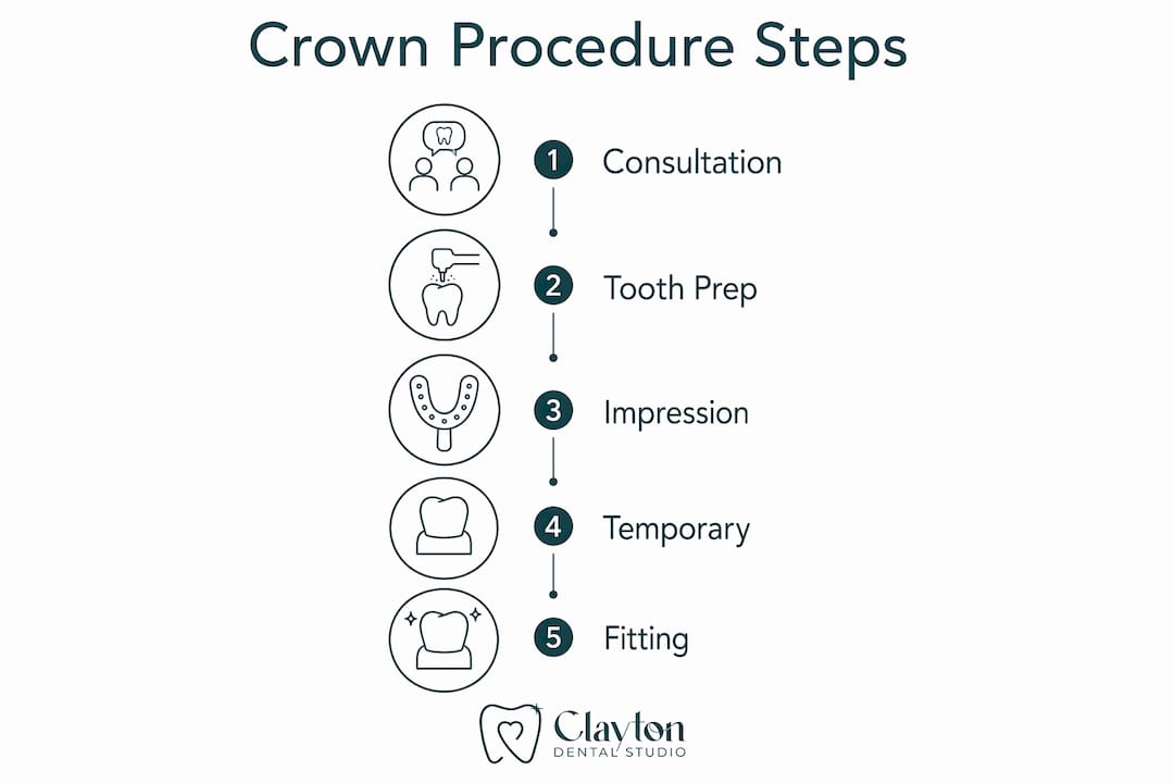 Infographic showing crown procedure steps