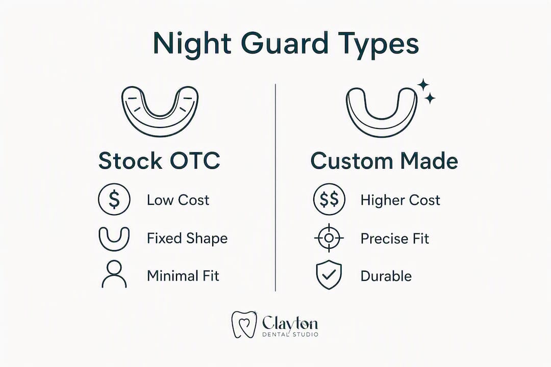 Infographic comparing night guard types