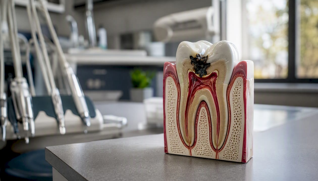 Cross-section model of infected tooth pulp