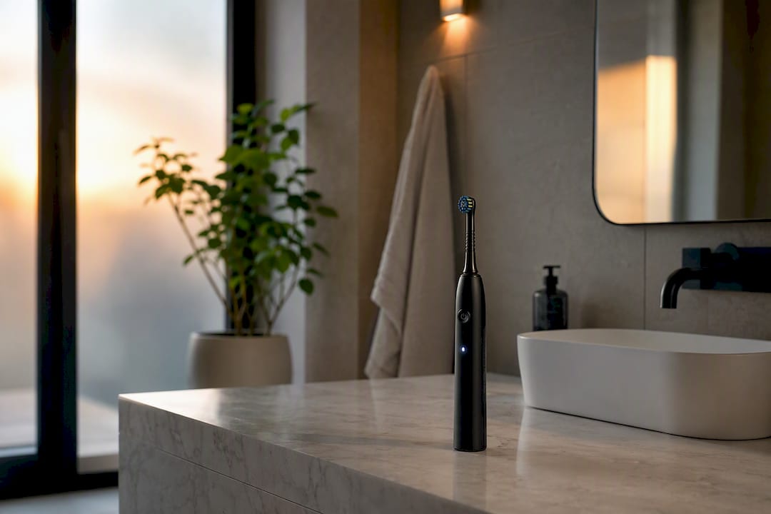 Electric toothbrush showing pressure sensor light