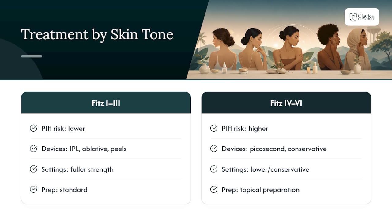How Should Treatment Change Based on Skin Type and Severity? — overview diagram