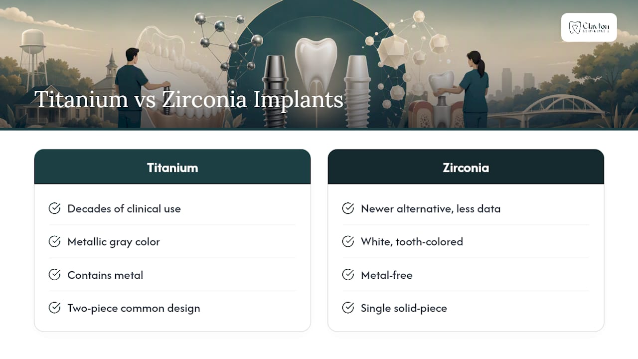 Titanium and zirconia implant comparison