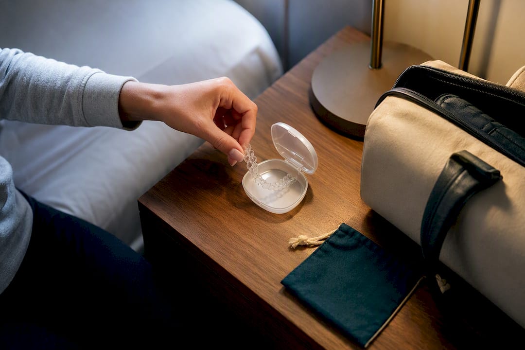 Clear retainer placed in protective case