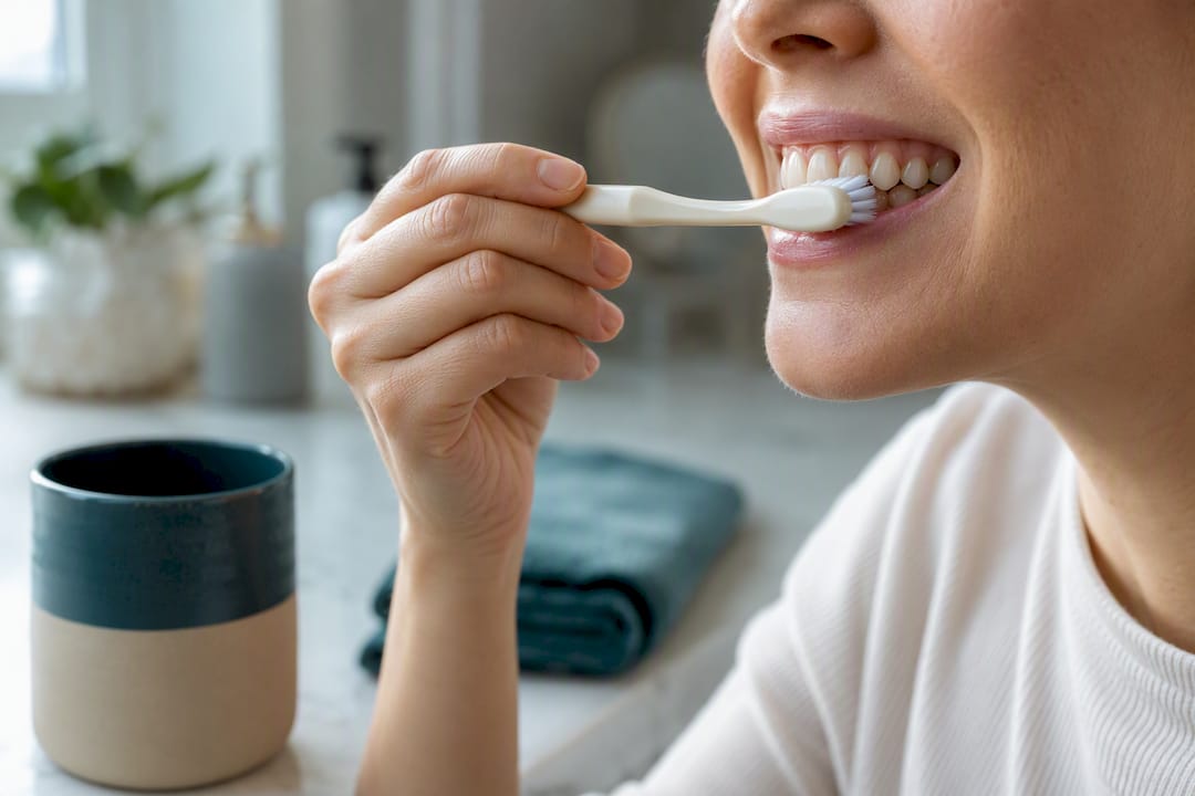 Gentle brushing with a soft-bristled toothbrush