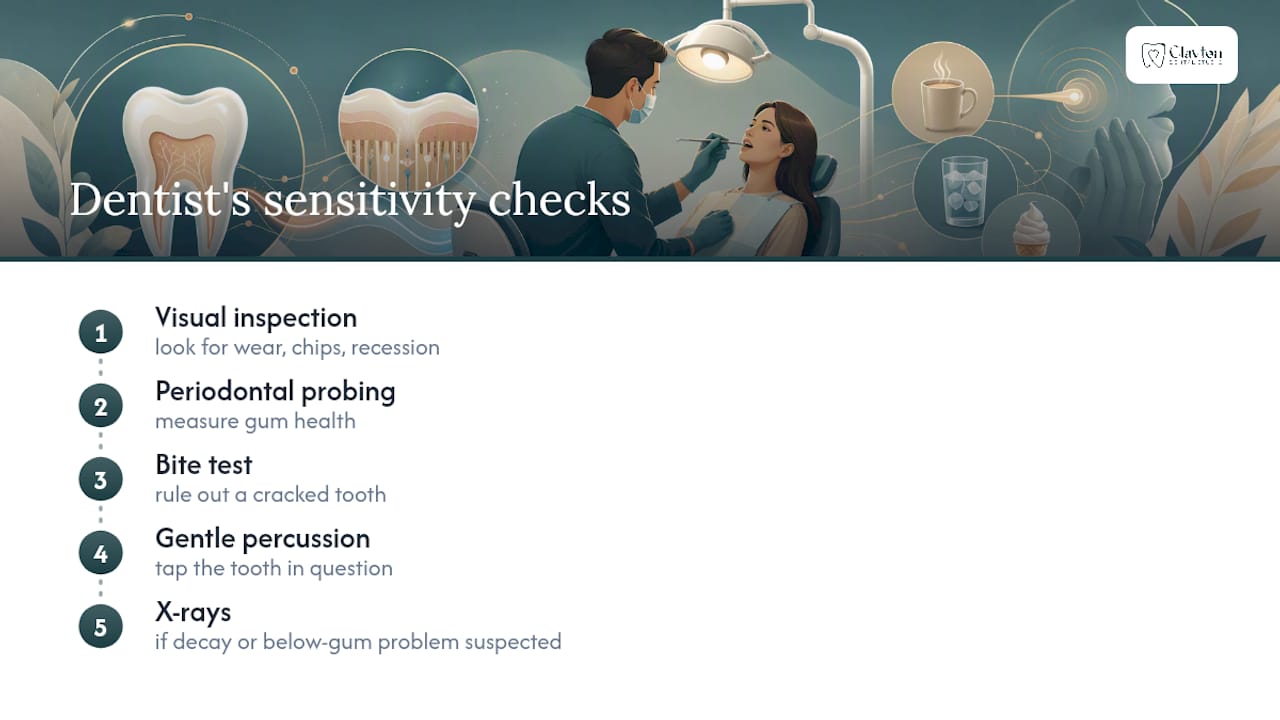 Five steps in a sensitivity dental examination