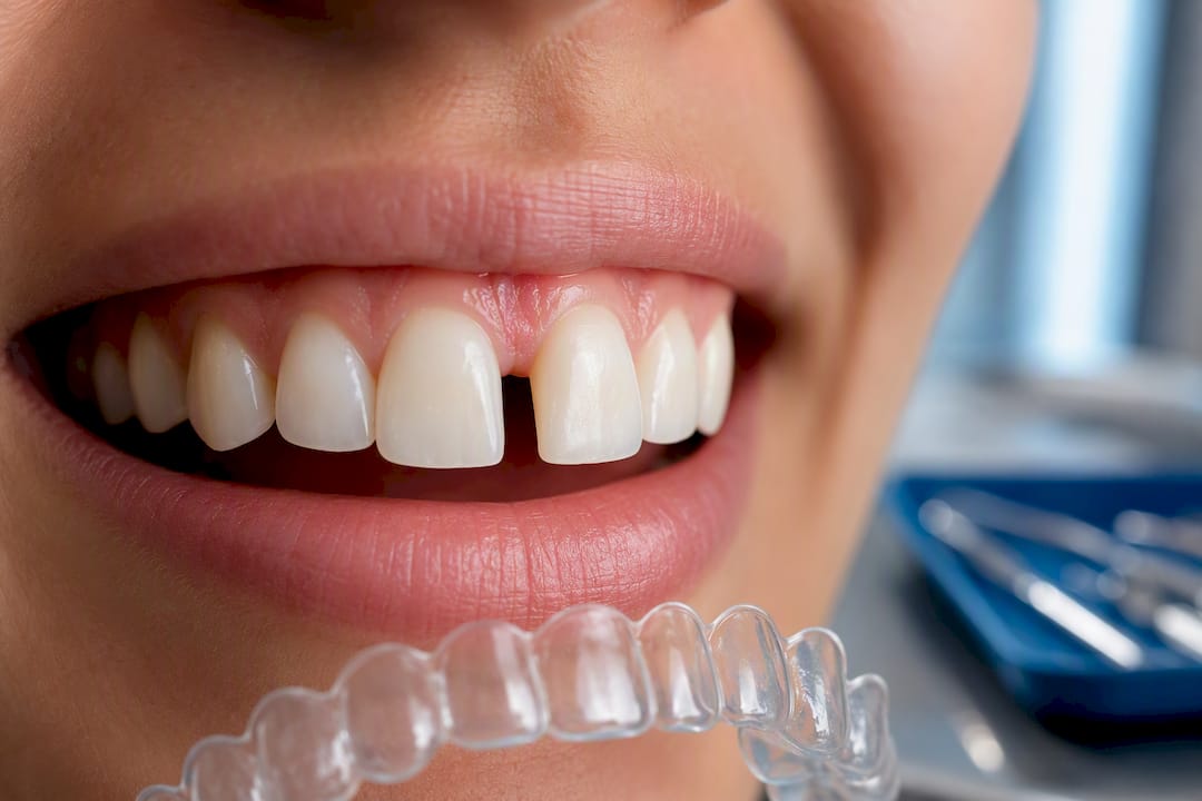 Front teeth with gap during orthodontic assessment
