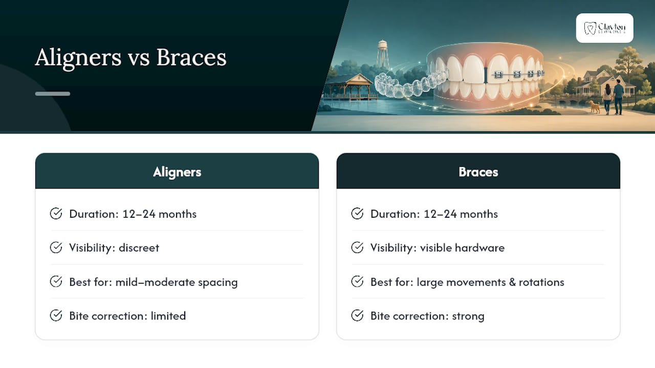 Braces and aligners treatment comparison timeline