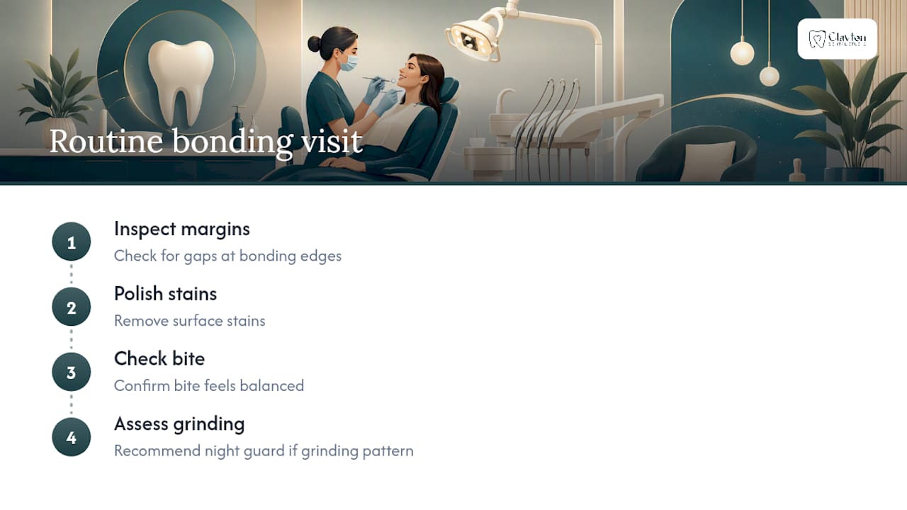 Four stages of a dental bonding checkup