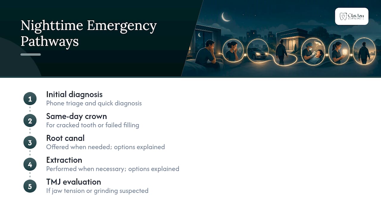Dental emergency treatment pathways after diagnosis