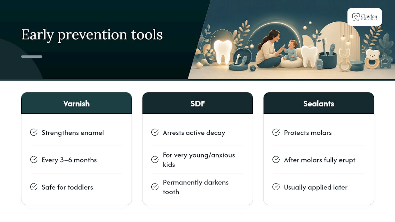Comparison of three early dental prevention tools