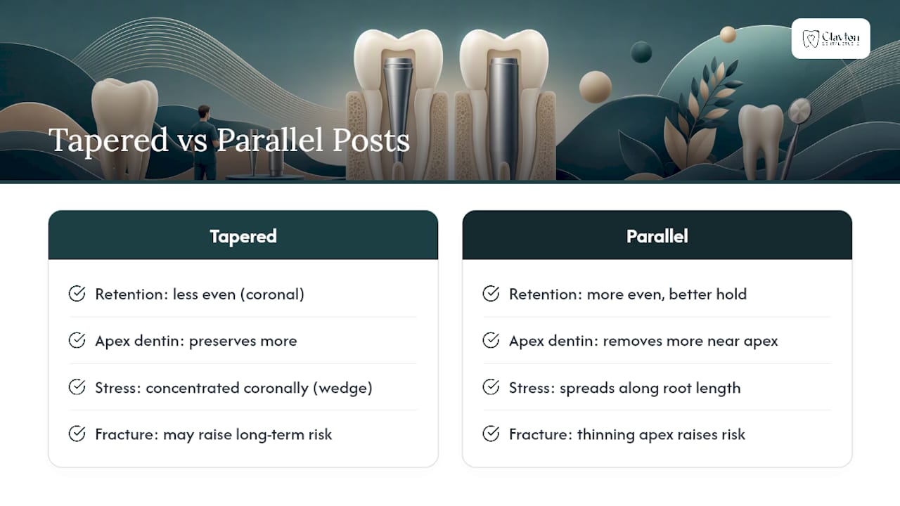 Comparison of tapered and parallel dental posts