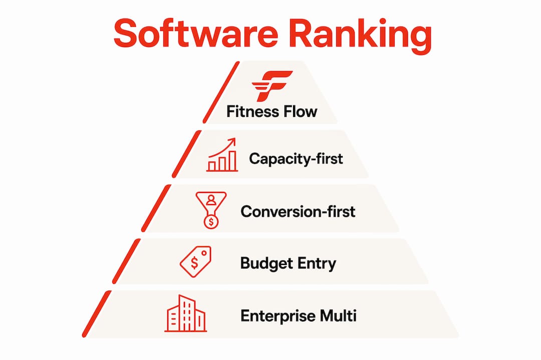 Infographic showing Pilates studio software ranking