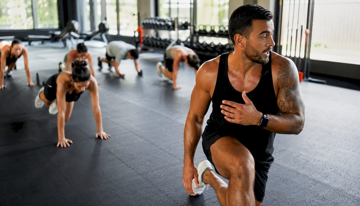 Fitness instructor demonstrating workout sequence