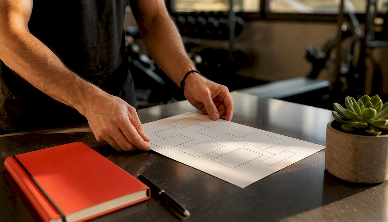 Hands arranging data compliance workflow papers